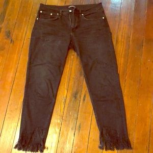 Zara black denim distressed jeans ripped